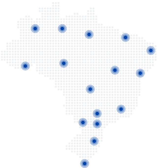 Mapa do Brasil com pontos de venda NS
